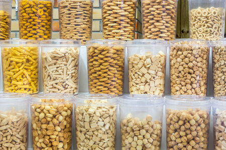 A closeup shot of cookies on the marketの写真素材