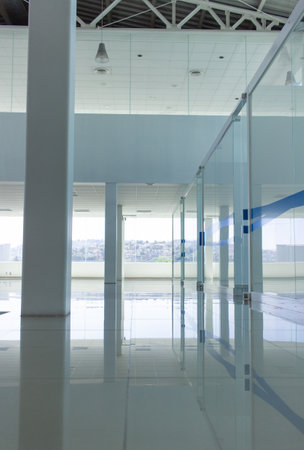 The interior of a beautiful and modern empty office building
