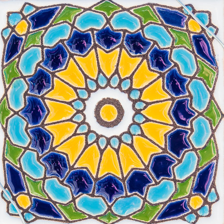 A closeup of colorful vintage Portuguese tiles in Porto