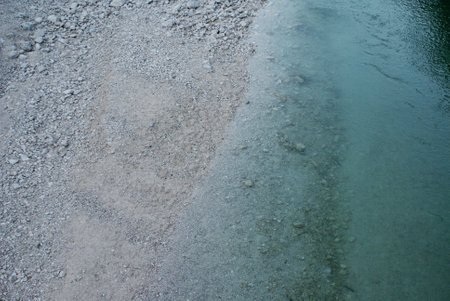 A closeup shot of a lakeshore in Triglav National Park, Sloveniaの写真素材