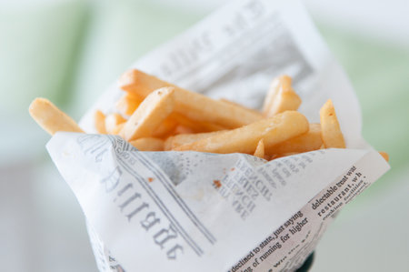 Yummy french fries in a paper cornet