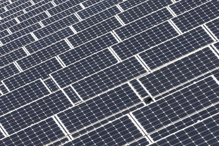 A large field with photovoltaic modules for generating solar power