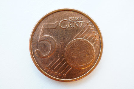 A five Eurocent isolated on a white backgroundの写真素材