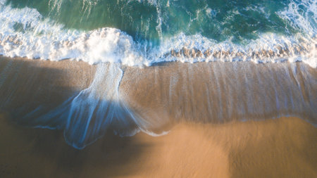 Stunning Aerial View of Waves and Beach of Great Ocean Road Coastline, Victoria, Australia