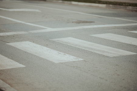 A closeup shot of a crosswalkの写真素材