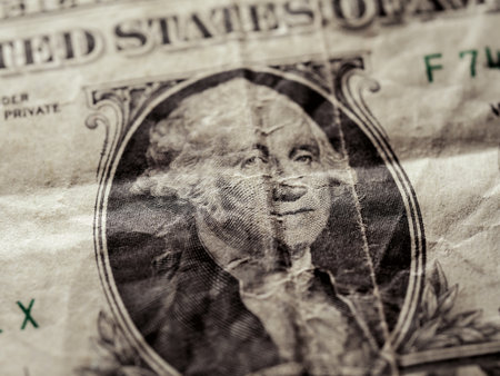 A closeup shot of a sign on the one-dollar bill