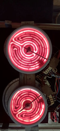 A kitchen stove burner inside electrical resistance thermostatの写真素材