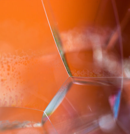 A macro shot of soap bubbles with beautiful patternsの写真素材