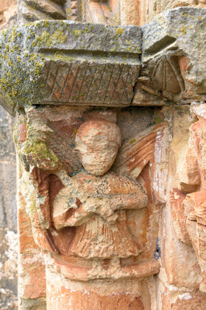 A vertical shot of a detail of the Church of San Clemente in Spainの写真素材