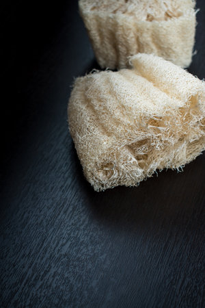 A vertical shot of a sponge for skin careの写真素材
