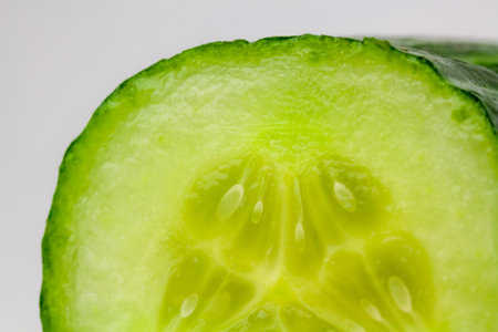 A closeup shot of a cut cucumber