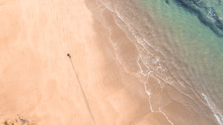 Aerial View of Great Ocean Road and BeacLandscape at Sunset, Victoria, Australiaの写真素材