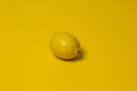 all yellow image. A yellow lemon in a yellow backgroundの写真素材