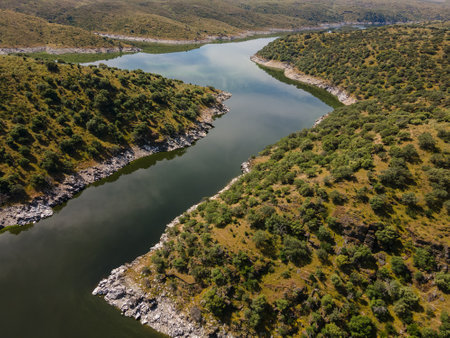 A beautiful view of the Tajo river in Spainの写真素材