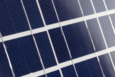 Blue solar energy plate detailの写真素材