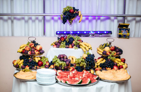 A beautiful fruit arrangement at a party venueの写真素材