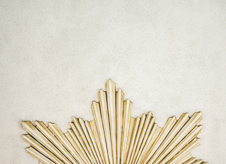 A closeup shot of plaster ornamental decoration on a white wallの写真素材