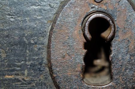 Old Rusty Keyhole on a Door in Ticino, Switzerland.の写真素材