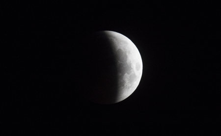 A beautiful view of partial lunar eclipseの写真素材