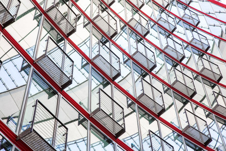 A low angle shot of beautiful interior in Sony Center in Berlinの写真素材