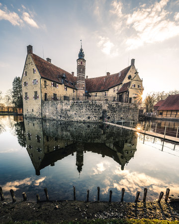 A beautiful shot of Vischering Castle, Germanyの写真素材