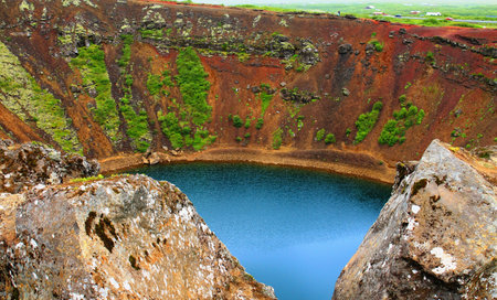 Kerid extinct volcano crater in Iceland