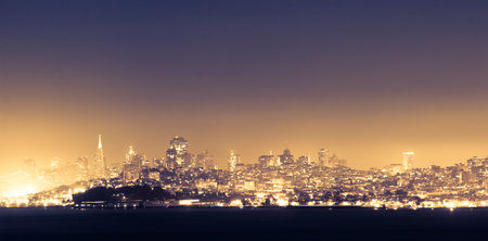 The San Francisco downtown skyline at sunset, USAの写真素材