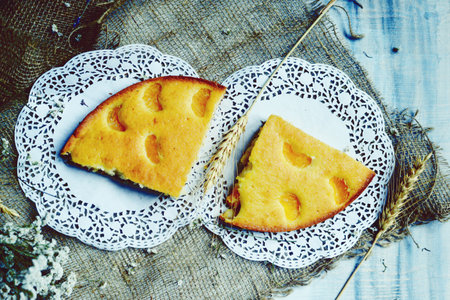 An overhead shot of slices of tasty biscuits with a beautiful decoration set