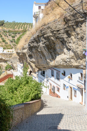 A typical white village of Spain in the province of Cadiz in Andalusia, Spain,  Grazalemaの写真素材
