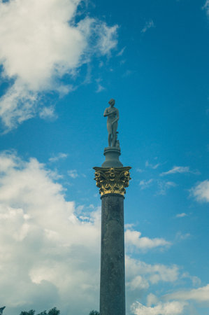 A vertical shot of the July Column in the Place de la Bastille in Parisの写真素材