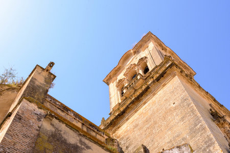 A Typical white village of Spain in the province of Cadiz, in Andalusia, Arcos de la Fronteraの写真素材