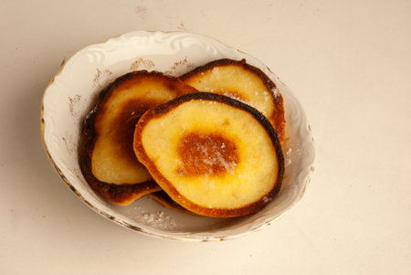 A closeup shot of pancakes in the bowl