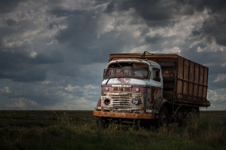 An old rusted farming truck in rural Queensland, Australiaの写真素材