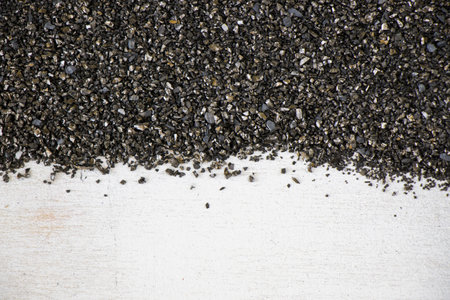 The particles of coal on a white background