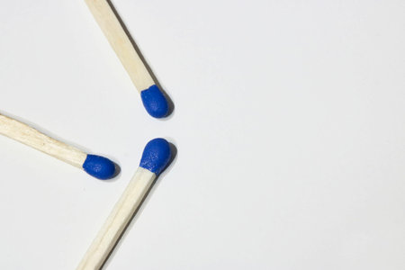 A top view of three matches on a whitの写真素材