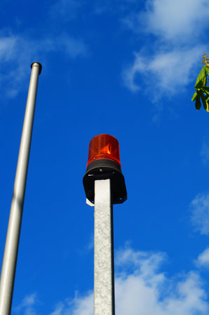 A rotating beacon of a fire alarm system makes it easier for the police and fire brigade to find the...