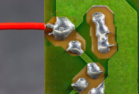 A closeup shot of an electronic circuit board