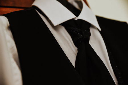 A closeup shot of the groom's garmentの写真素材