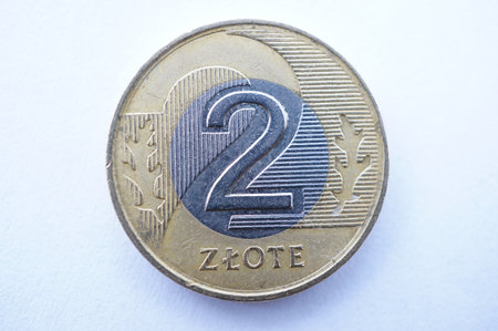 Two polish zloty isolated o a white background