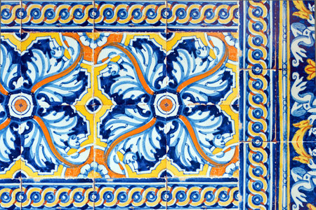 A closeup of colorful old Spanish ceramic tiles