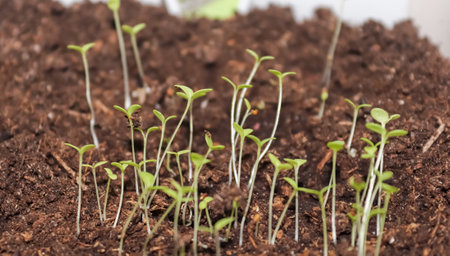 A closeup shot of growing seedlingsの写真素材