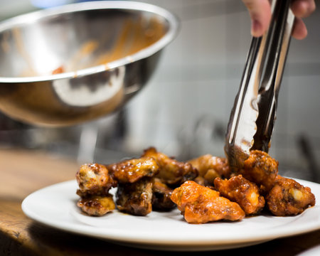 A closeup shot of deep-fried chickenの写真素材