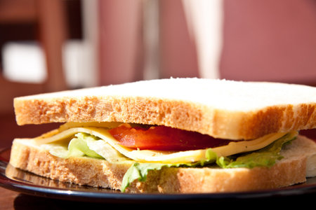 Delicious made sandwich served on a plateの写真素材