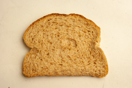 A top view of a slice of bread on the table