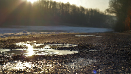 A mesmerizing scenery of a sunset on a natural landscapeの写真素材