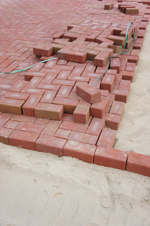 Street bricks at a construction area