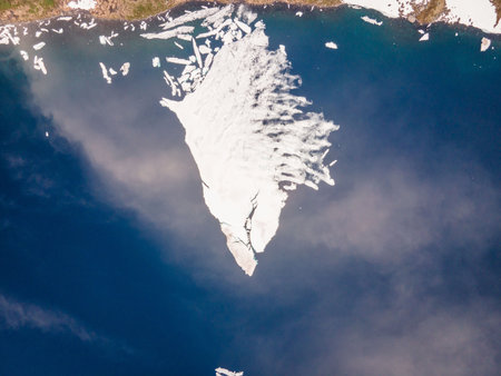 A top view shot of a frozen ocean backgroundの写真素材