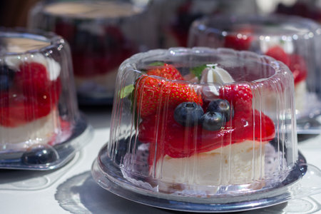 close ups of some mini cakes in a gardeの写真素材
