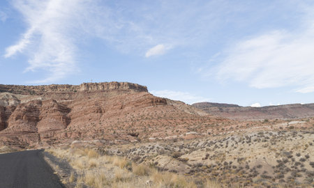 A desert view from the top of Gooseberry Mesa near St. George, Utah, USAの写真素材