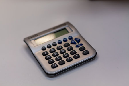 A closeup shot of a calculatorの写真素材